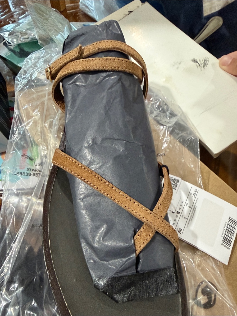 Women’s Brown Leather Strap Sandal - mango mng